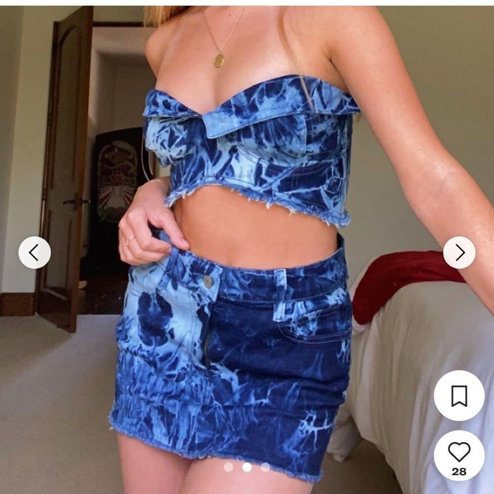 Dolls Kill Blue Tie-Dye Denim Crop Top